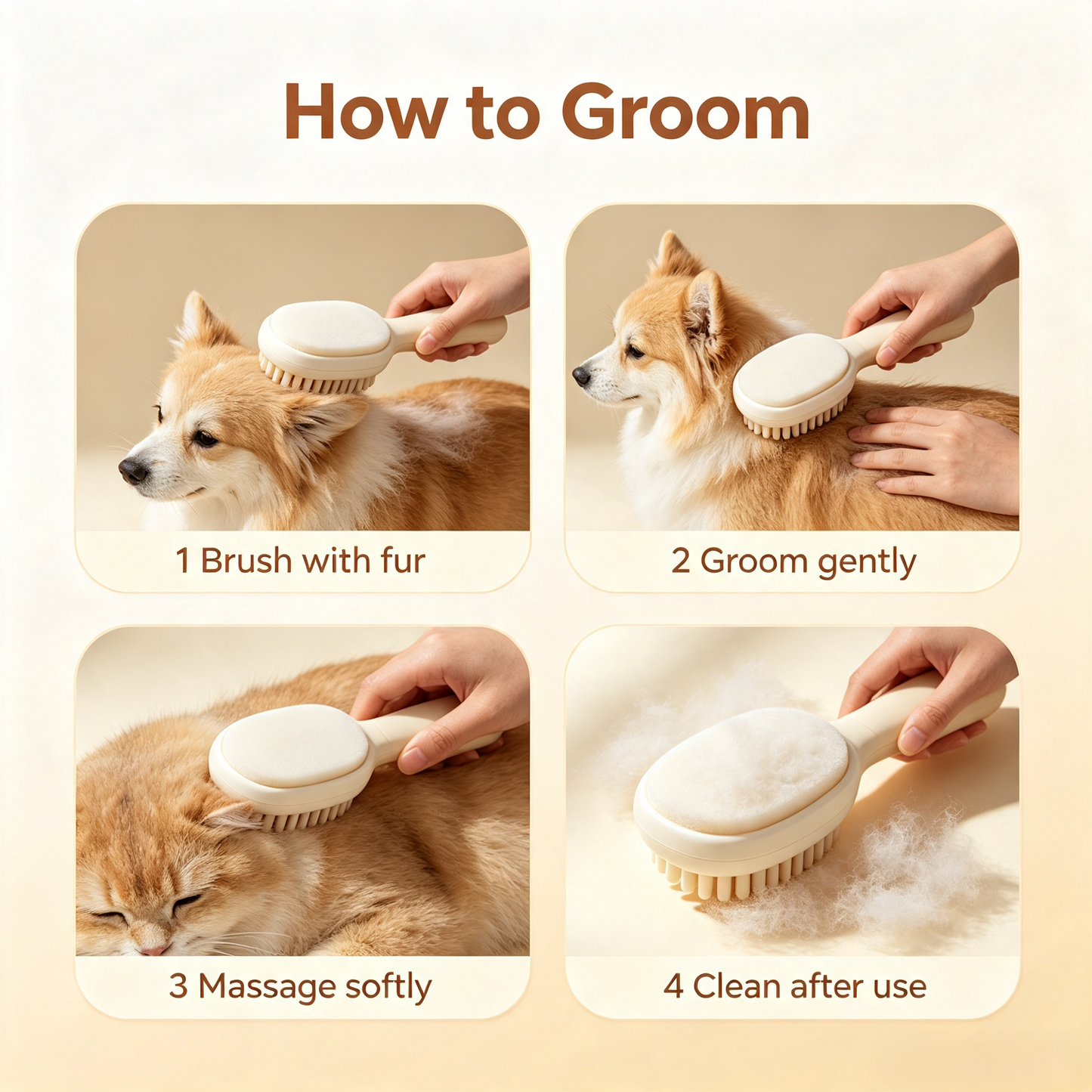 Dual-Sided Soft Touch Pet Grooming Brush