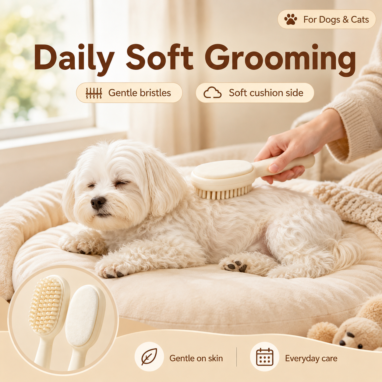 I-bestworld Dual-Sided Soft Touch Pet Grooming Brush