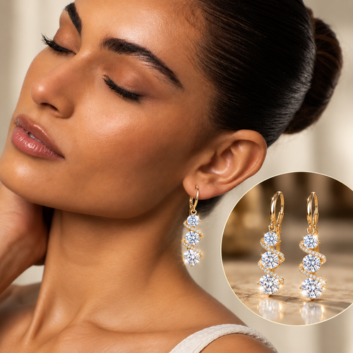 💎💎Triple-Stone Spiral Moissanite Drop Earrings🔥TODAY ONLY — 80% OFF