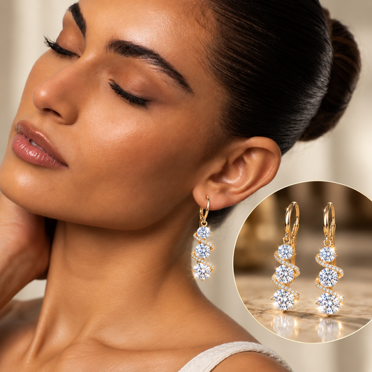 💎💎Triple-Stone Spiral Moissanite Drop Earrings🔥TODAY ONLY — 80% OFF