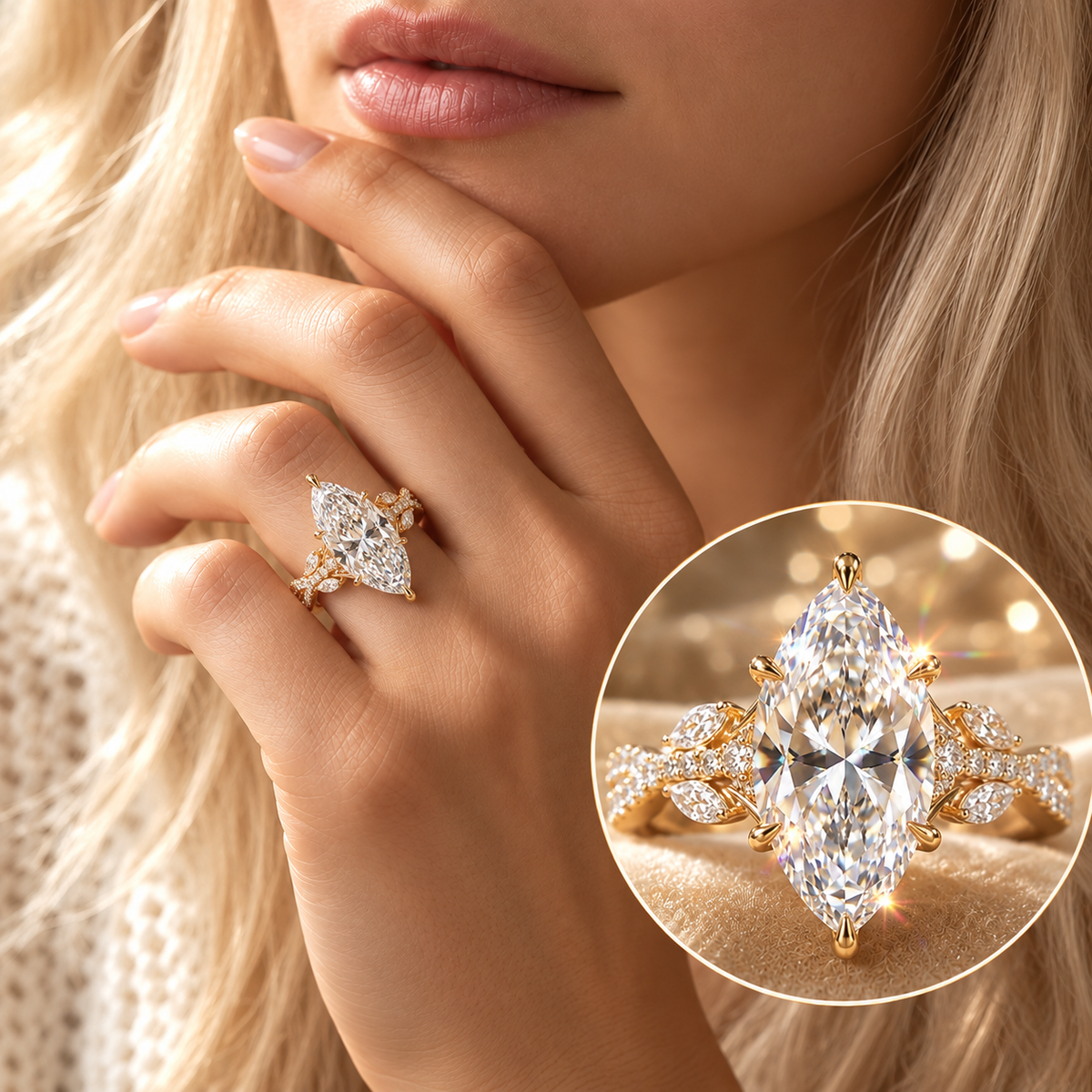 Marquise Lab-Grown Diamond Ring | Slimming Elegance Twisted Vine Ring in 18K Gold--Last Day Sale-90% OFF🔥