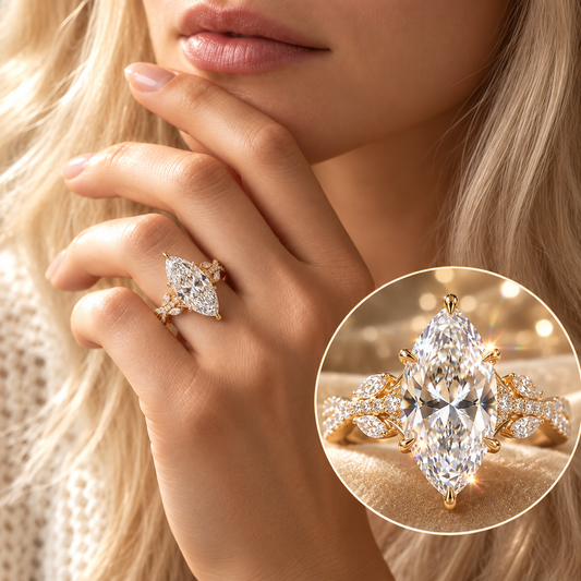 Marquise Lab-Grown Diamond Ring | Slimming Elegance Twisted Vine Ring in 18K Gold--Last Day Sale-90% OFF🔥