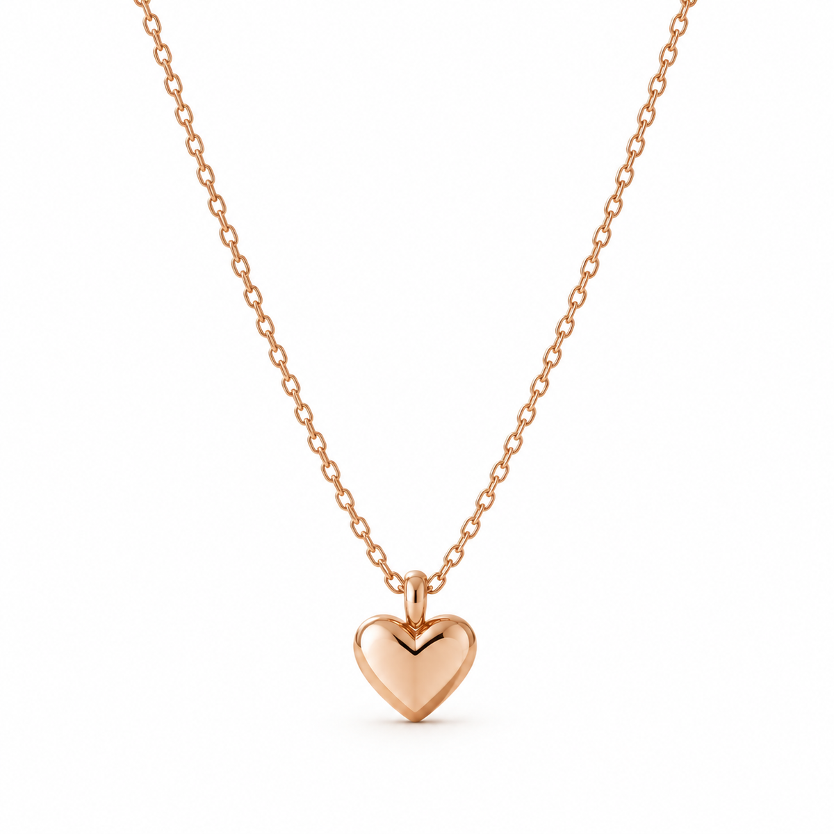 I-bestworld Rose-Gold-Tone Heart Pendant Necklace – Minimalist Polished Heart Necklace for Everyday Styling