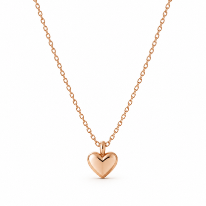 I-bestworld Rose-Gold-Tone Heart Pendant Necklace – Minimalist Polished Heart Necklace for Everyday Styling
