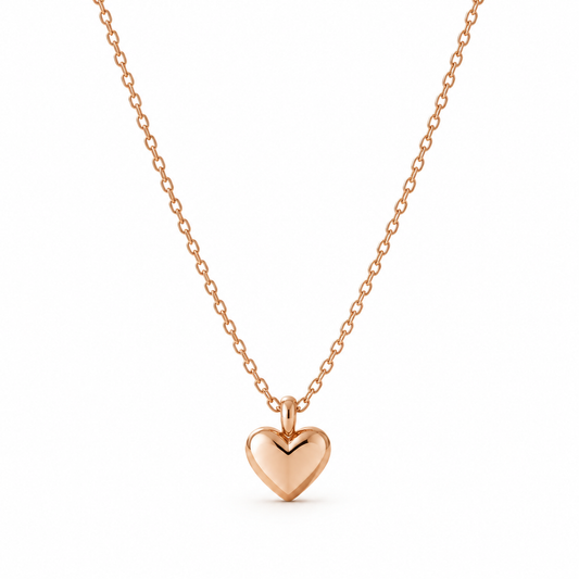 I-bestworld Rose-Gold-Tone Heart Pendant Necklace – Minimalist Polished Heart Necklace for Everyday Styling
