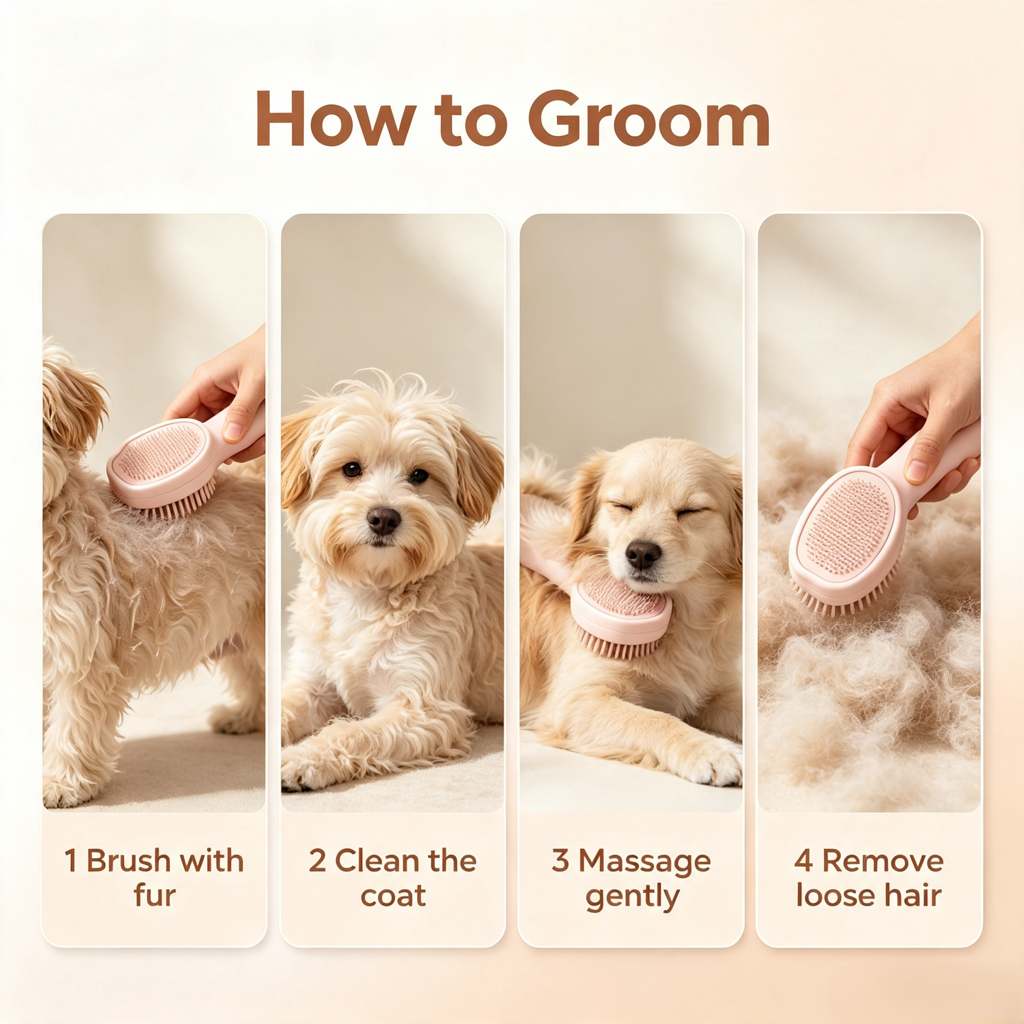 Dual Sided Soft Pet Grooming Brush