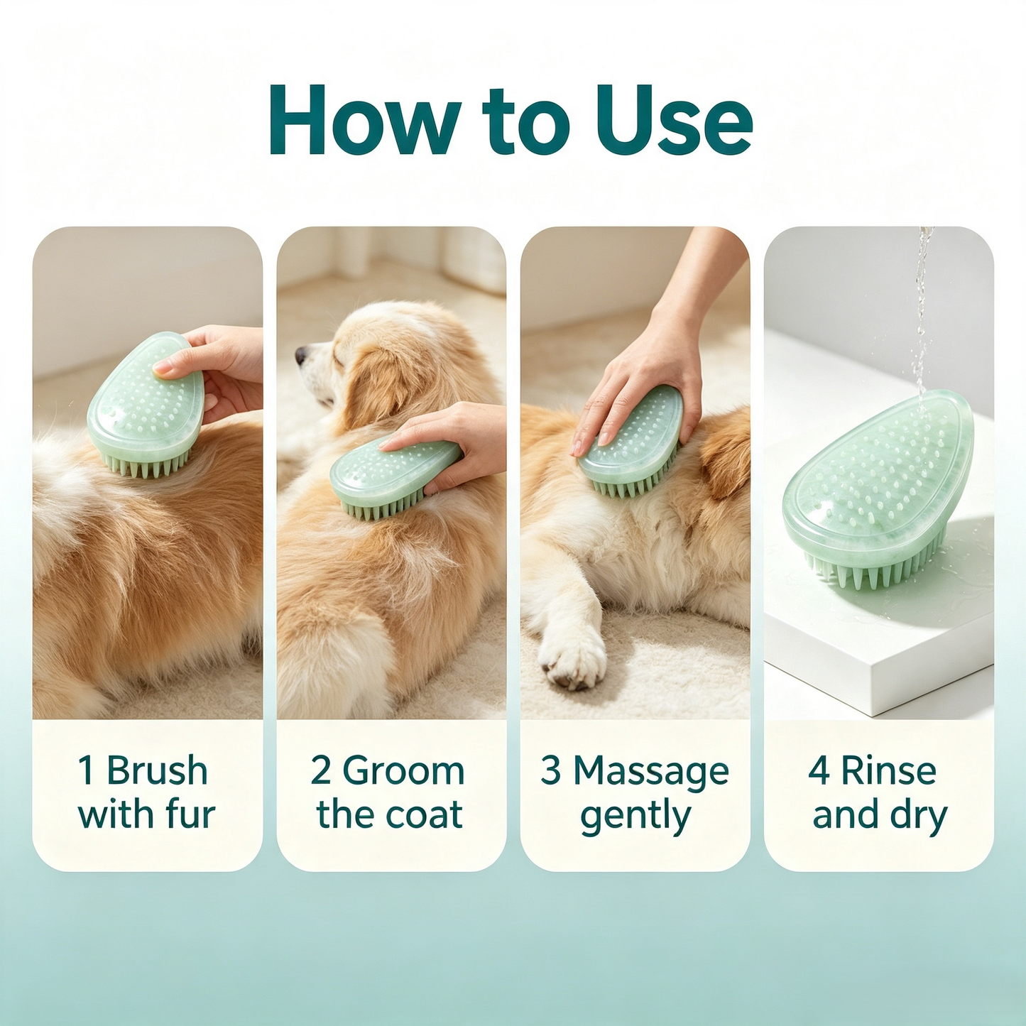 Jade-Like Transparent Pet Grooming Massage Brush