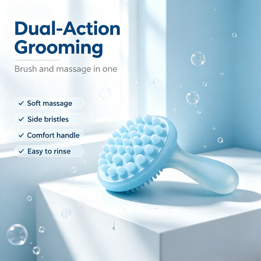 Dual-Action 2-in-1 Pet Grooming Bath Brush