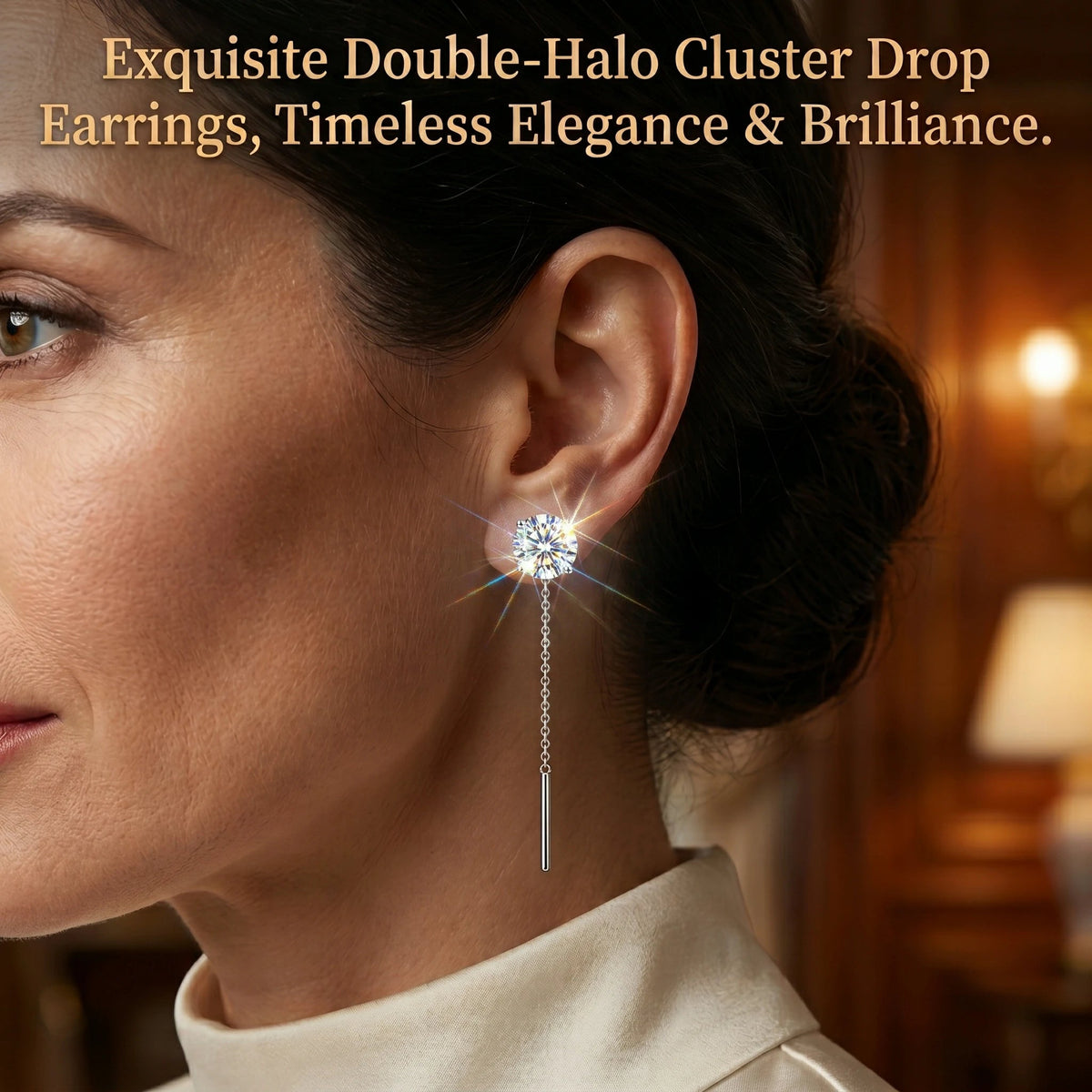 Elegant Solitaire Chain Tassel Threader Earrings