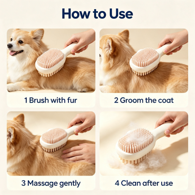 Soft Silicone Daily Pet Grooming Brush
