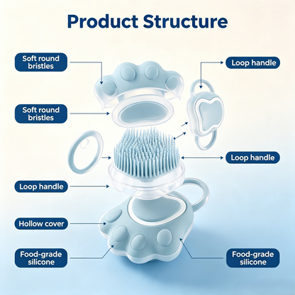 Paw Shaped Silicone Pet Bath Grooming Brush