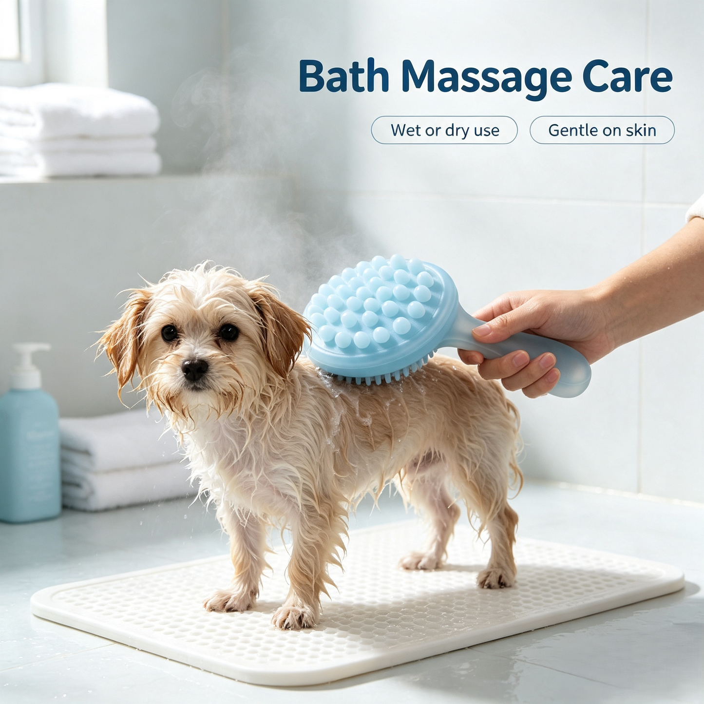 Dual-Action 2-in-1 Pet Grooming Bath Brush