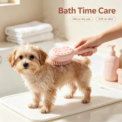 Heart-Shaped Soft Pet Grooming Massage Brush