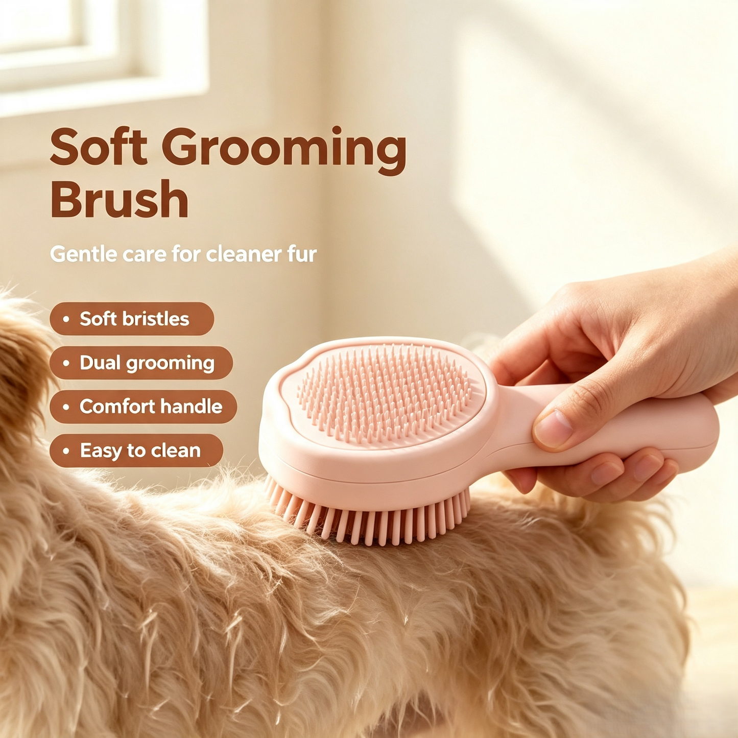 Dual Sided Soft Pet Grooming Brush
