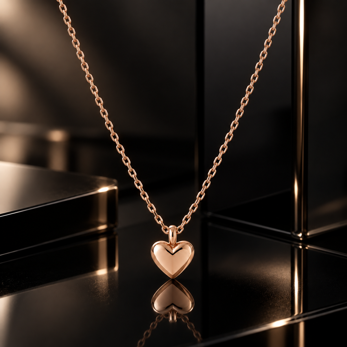 I-bestworld Rose-Gold-Tone Heart Pendant Necklace – Minimalist Polished Heart Necklace for Everyday Styling