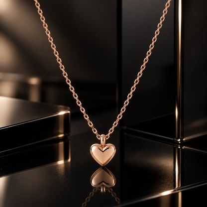 I-bestworld Rose-Gold-Tone Heart Pendant Necklace – Minimalist Polished Heart Necklace for Everyday Styling