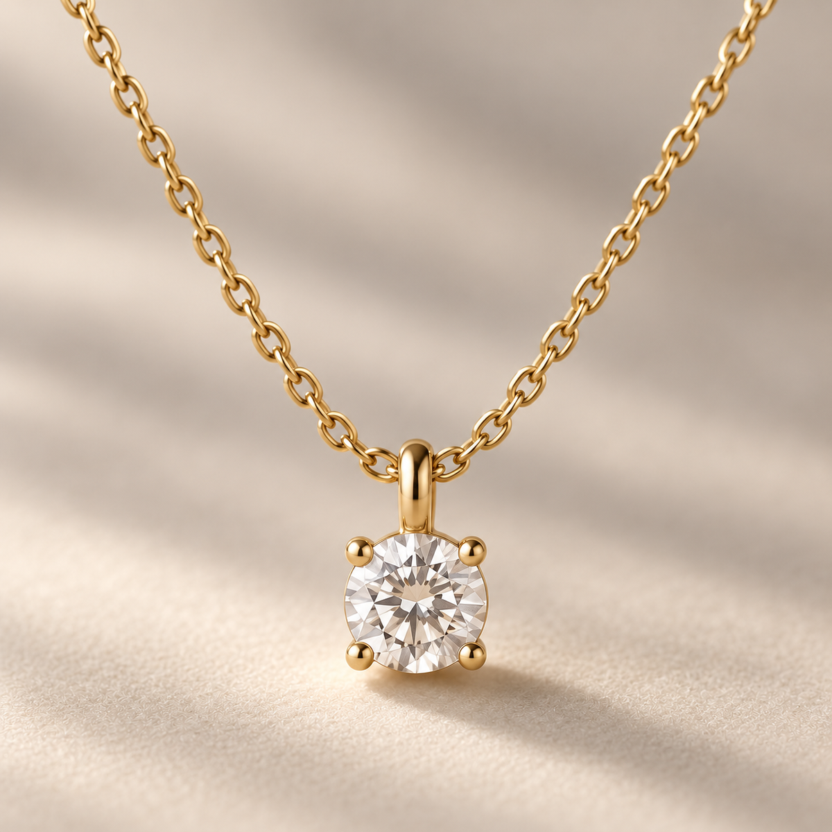 I-bestworld Gold-Tone Round Clear Stone Pendant Necklace – Minimalist Solitaire-Style Necklace for Everyday and Occasion Styling