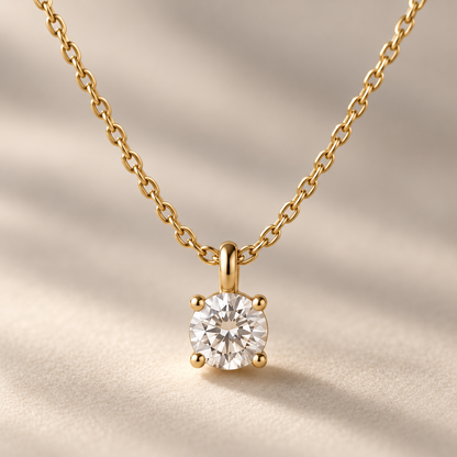I-bestworld Gold-Tone Round Clear Stone Pendant Necklace – Minimalist Solitaire-Style Necklace for Everyday and Occasion Styling