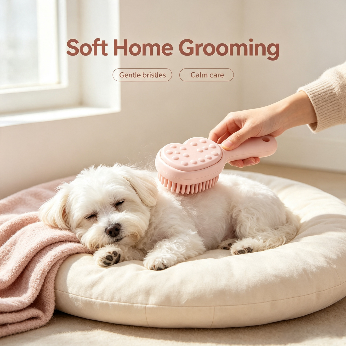 Heart-Shaped Soft Pet Grooming Massage Brush