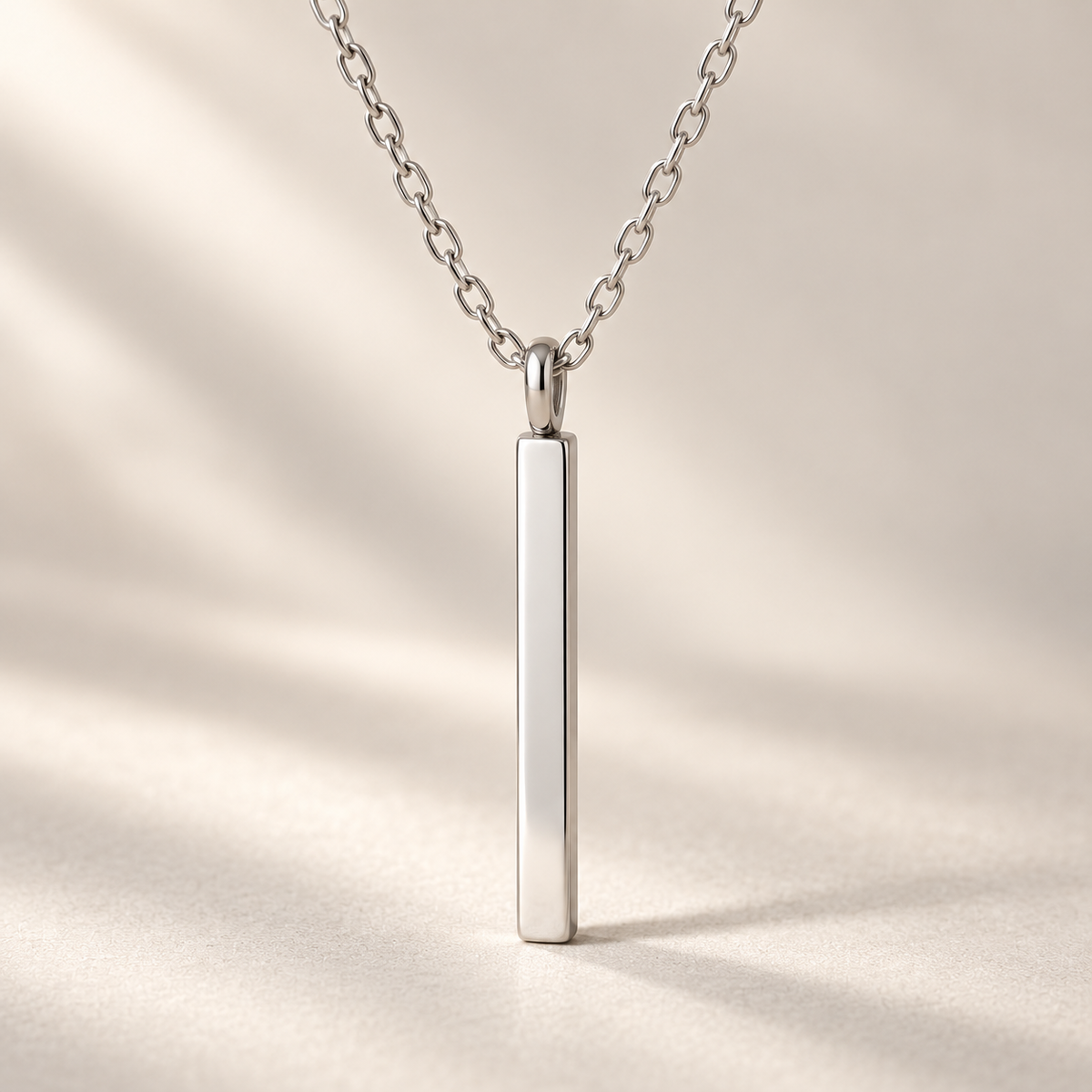 I-bestworld Silver-Tone Vertical Bar Pendant Necklace – Minimalist Geometric Necklace for Everyday Styling