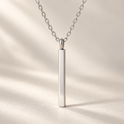 I-bestworld Silver-Tone Vertical Bar Pendant Necklace – Minimalist Geometric Necklace for Everyday Styling