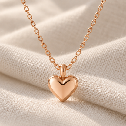 I-bestworld Rose-Gold-Tone Heart Pendant Necklace – Minimalist Polished Heart Necklace for Everyday Styling