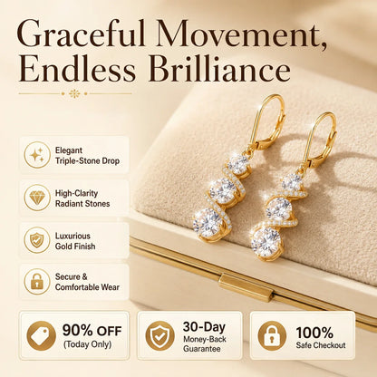 💎💎Triple-Stone Spiral Moissanite Drop Earrings🔥TODAY ONLY — 80% OFF
