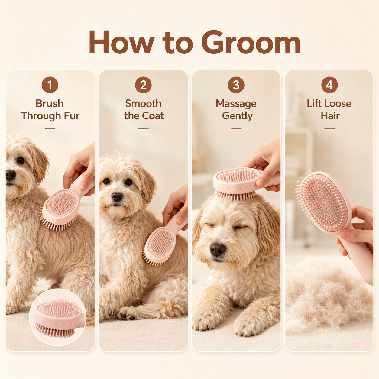 I-bestworld Dual-Sided Soft Pet Grooming Brush