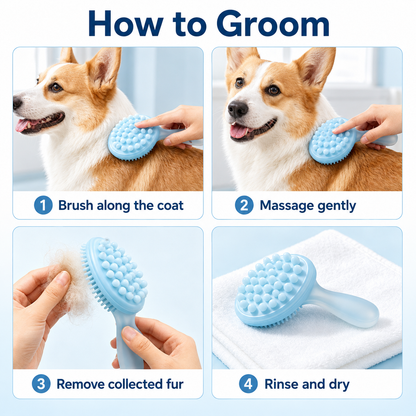 I-bestworld Dual-Action 2-in-1 Pet Grooming Bath Brush