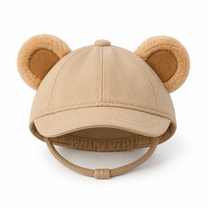 I-bestworld Bear Ear Pet Cap – Cute Beige Adjustable Hat for Cats and Small Dogs