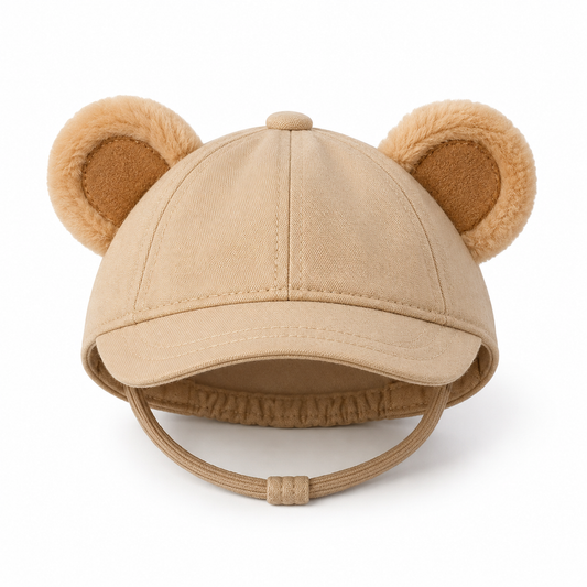 I-bestworld Bear Ear Pet Cap – Cute Beige Adjustable Hat for Cats and Small Dogs