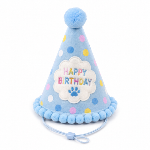 I-bestworld Happy Birthday Pet Party Hat – Blue Adjustable Celebration Hat for Cats & Dogs