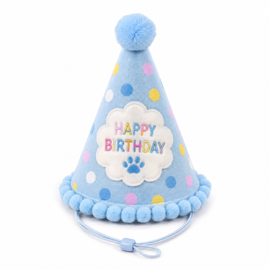 I-bestworld Happy Birthday Pet Party Hat – Blue Adjustable Celebration Hat for Cats & Dogs