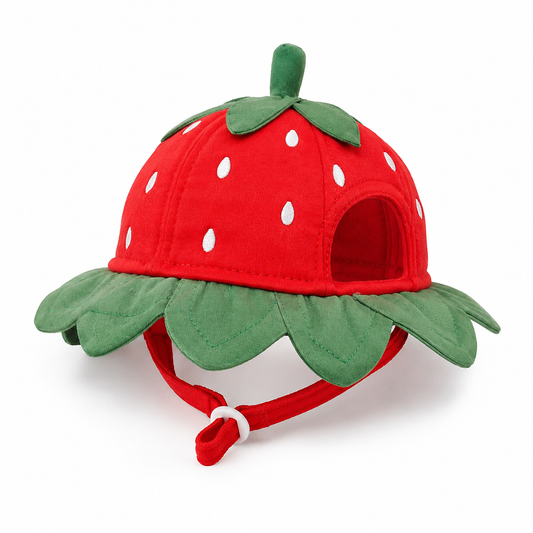 I-bestworld Strawberry Pet Hat – Adjustable Fruit-Inspired Decorative Hat for Cats & Small Dogs
