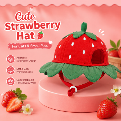 I-bestworld Strawberry Pet Hat – Adjustable Fruit-Inspired Decorative Hat for Cats & Small Dogs