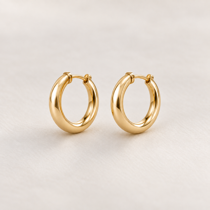 I-bestworld Classic Gold Hoop Earrings – Minimal Rounded Hoop Earrings with Polished Finish