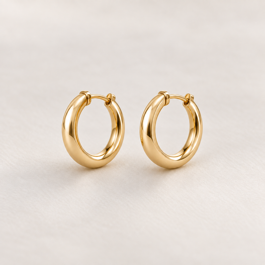 I-bestworld Classic Gold Hoop Earrings – Minimal Rounded Hoop Earrings with Polished Finish