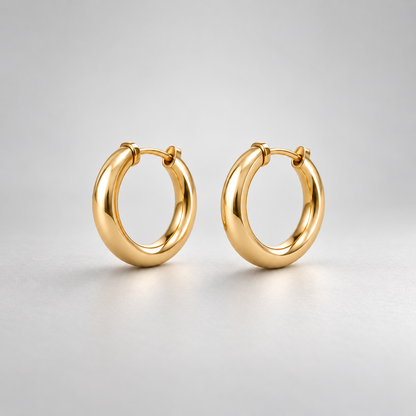 I-bestworld Classic Gold Hoop Earrings – Minimal Rounded Hoop Earrings with Polished Finish