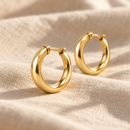I-bestworld Classic Gold Hoop Earrings – Minimal Rounded Hoop Earrings with Polished Finish
