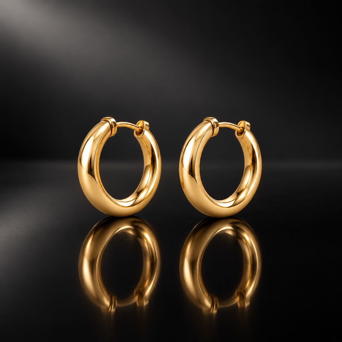 I-bestworld Classic Gold Hoop Earrings – Minimal Rounded Hoop Earrings with Polished Finish