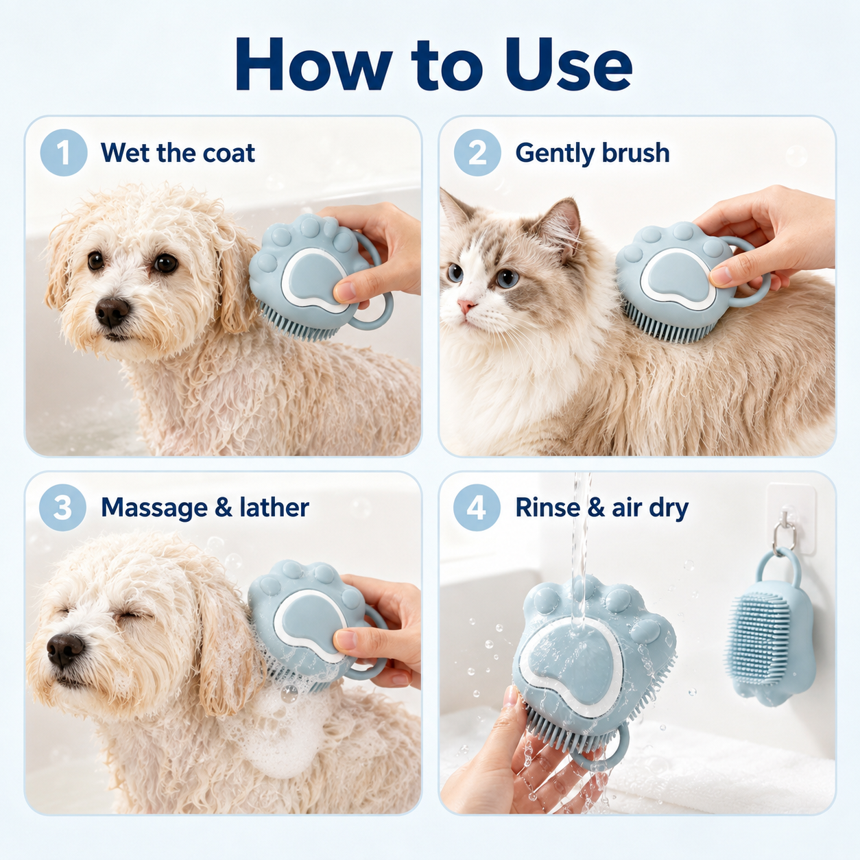 I-bestworld Paw-Shaped Silicone Pet Bath & Grooming Brush