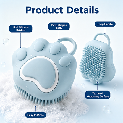 I-bestworld Paw-Shaped Silicone Pet Bath & Grooming Brush