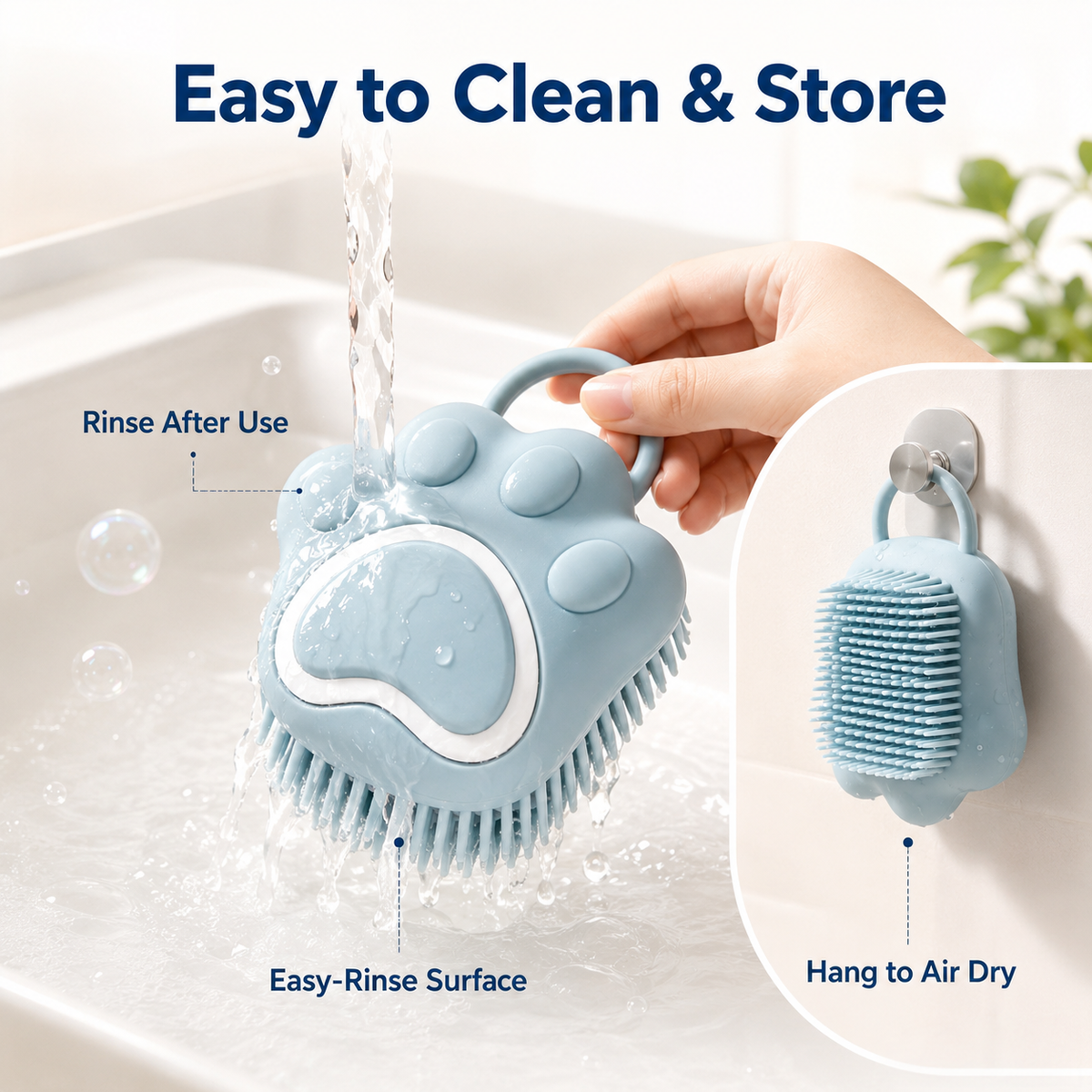 I-bestworld Paw-Shaped Silicone Pet Bath & Grooming Brush