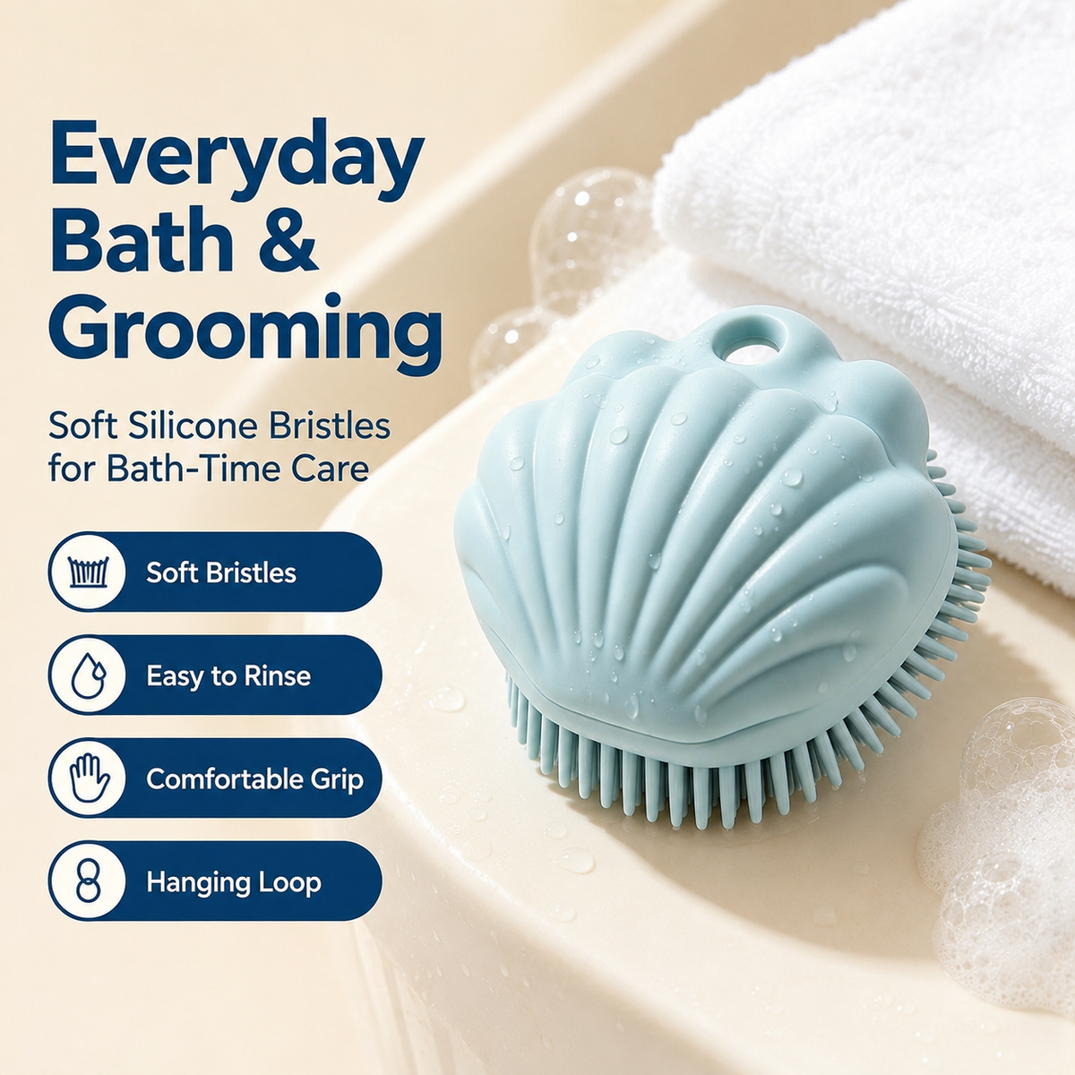 I-bestworld Seashell Silicone Pet Shower Grooming Brush