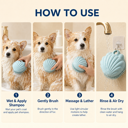 I-bestworld Seashell Silicone Pet Shower Grooming Brush