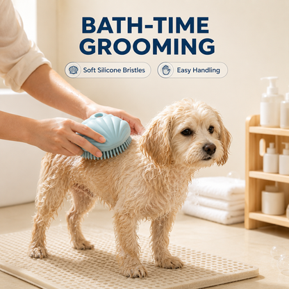 I-bestworld Seashell Silicone Pet Shower Grooming Brush