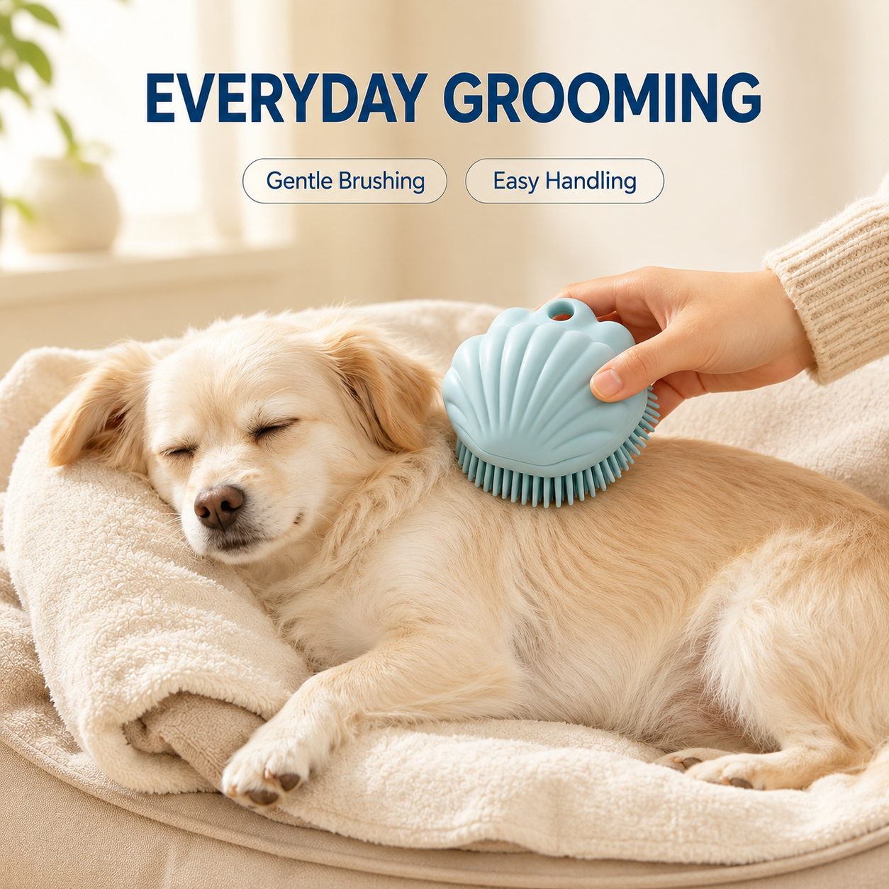 I-bestworld Seashell Silicone Pet Shower Grooming Brush