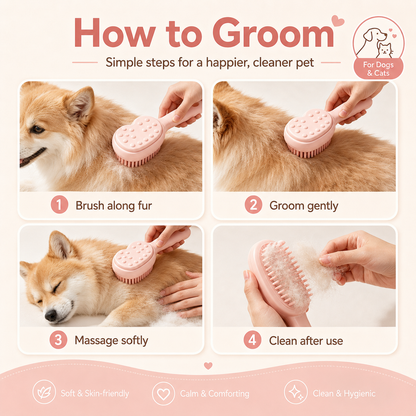 I-bestworld Heart-Shaped Soft Pet Grooming Massage Brush