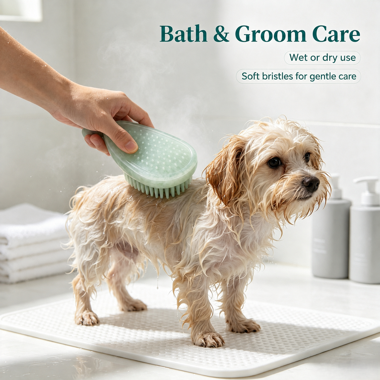 I-bestworld Jade-Like Transparent Pet Grooming Massage Brush