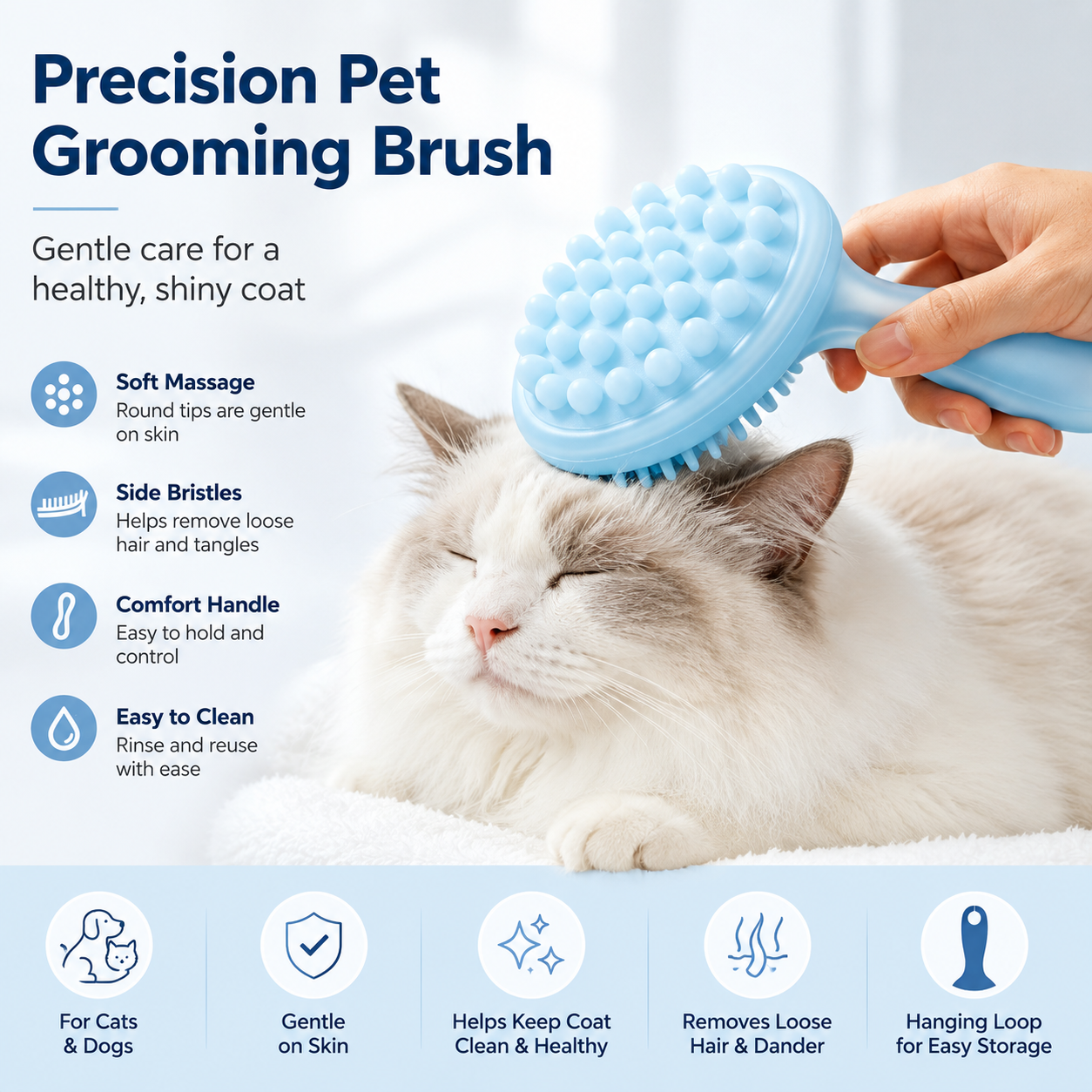 I-bestworld Dual-Action 2-in-1 Pet Grooming Bath Brush